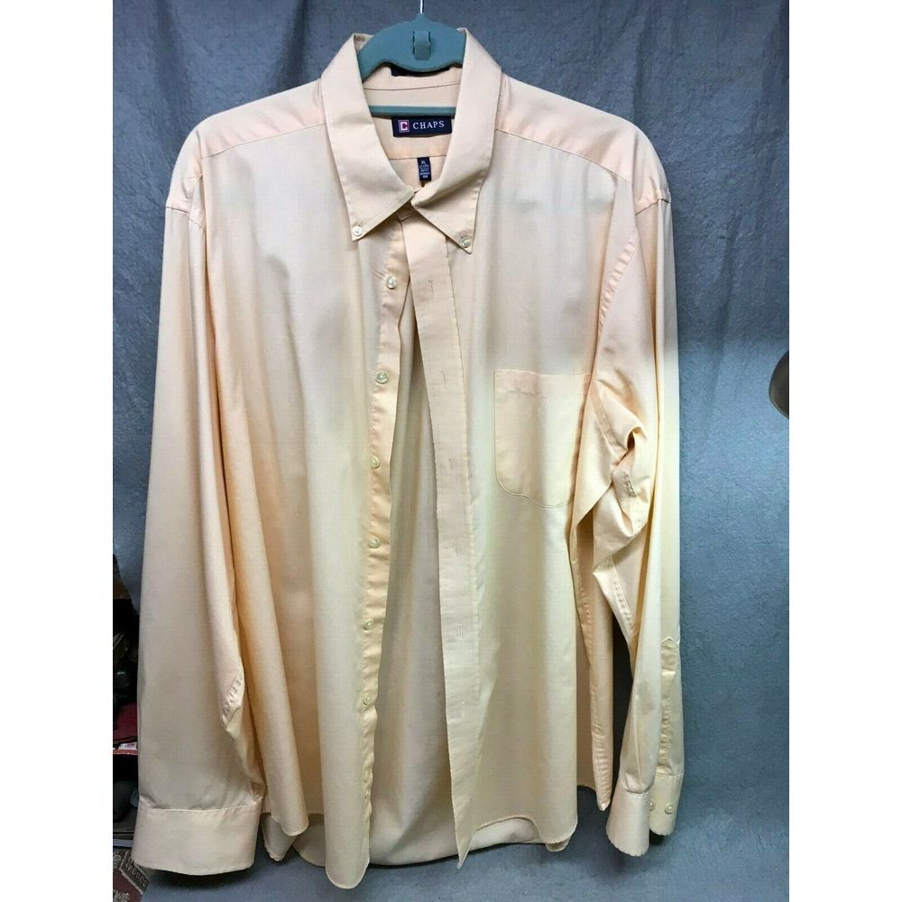 MEN'S CHAPS‎ LS PEACH BUTTON DOWN SHIRT SIZE XL SLIGHTLY USED